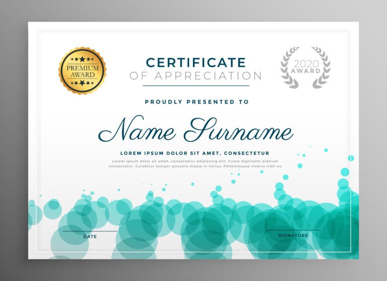 creative certificate template design with dots pattern